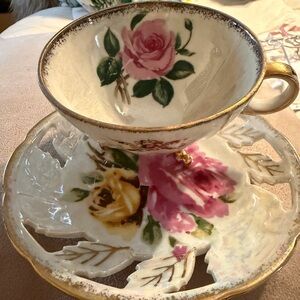 Floral Porcelain Tea Cup and Saucer Set